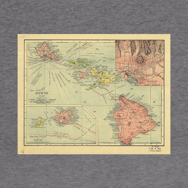 Vintage Map of Hawaii (1912) by Bravuramedia